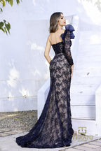 Terani Pageant Collection 252GL5225 - Navy Nude