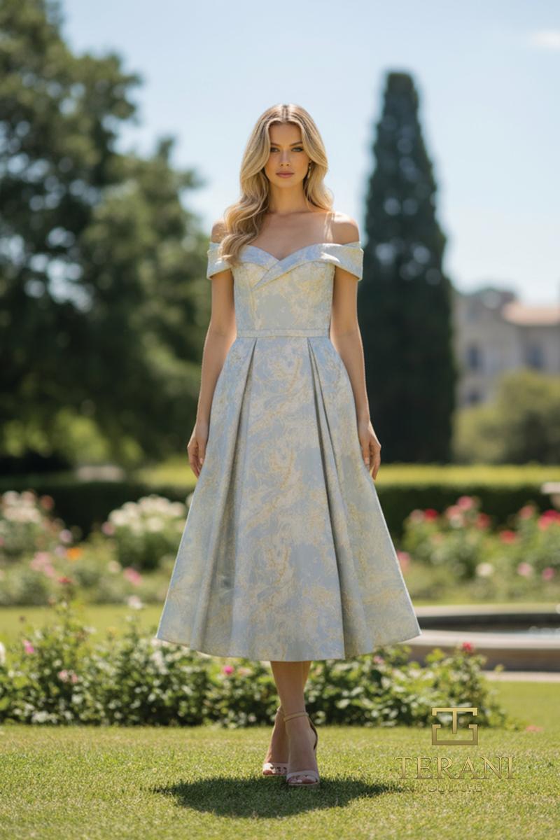 Terani Cocktail Dress 261C6515 - Blue Gold