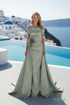 Terani Mother of the Bride Dress 261M6444 - Sage Gold