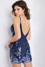 Jovani Short and Cocktail Dress 26222 - Navy/Light Blue