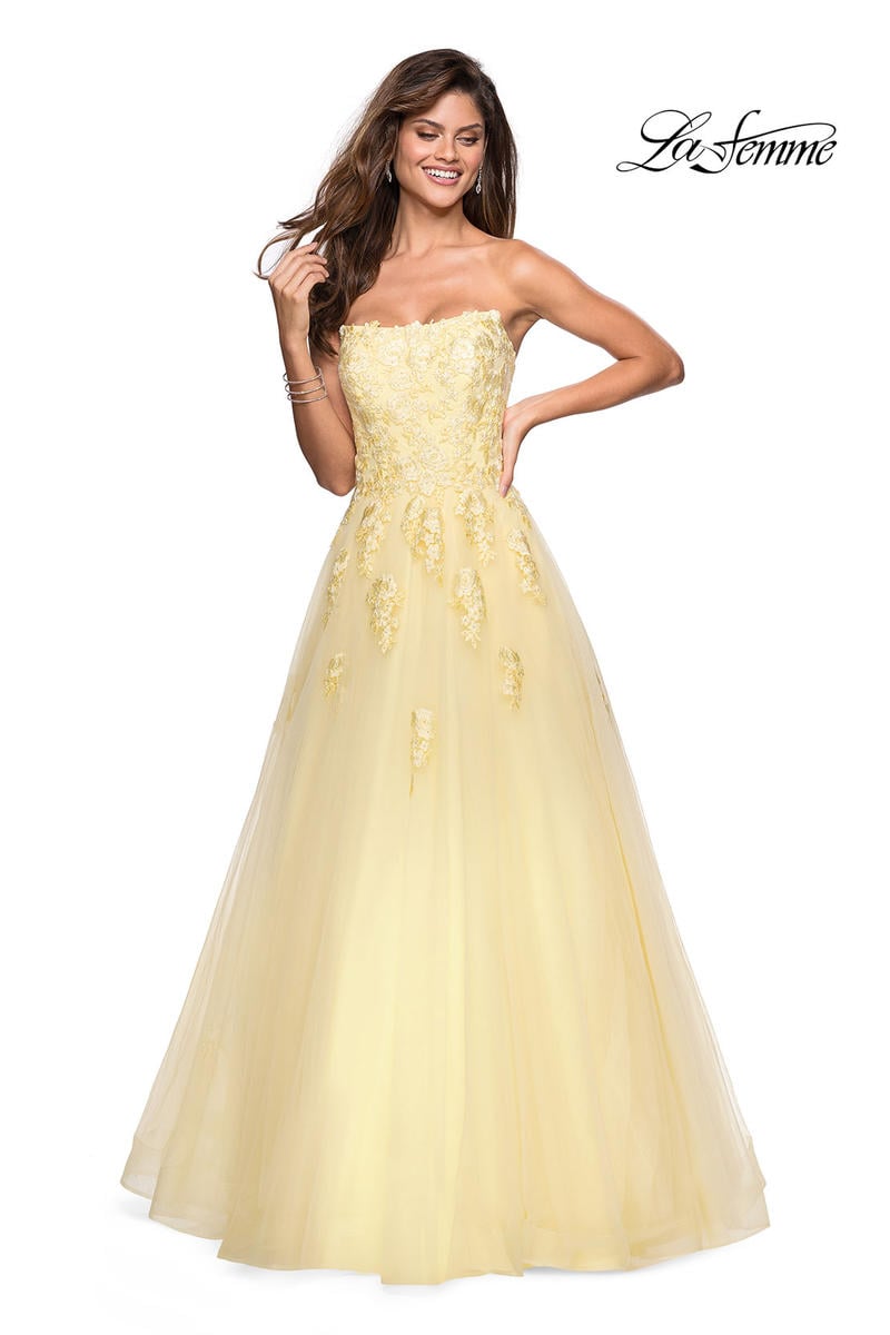 La Femme Dress 27330 - Pale Yellow