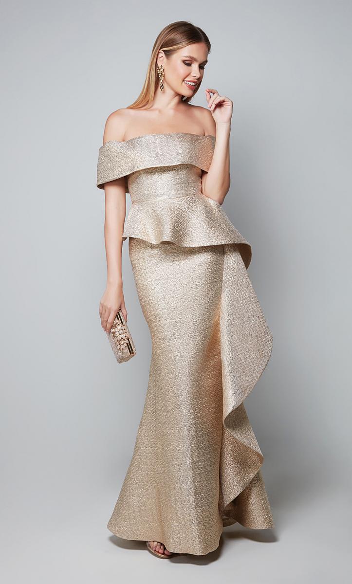 Alyce Black Label Dress 27612 - Gold