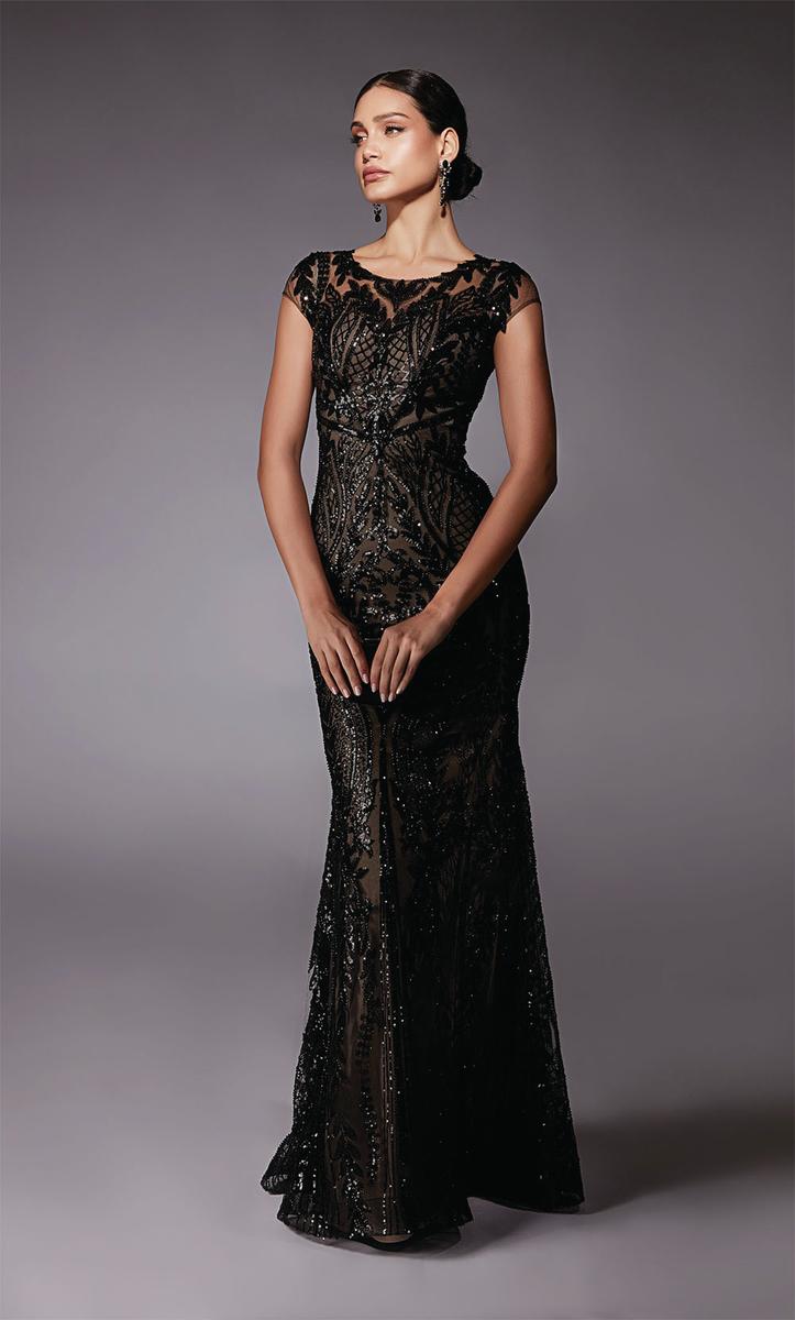Alyce Black Label Dress 27716 - Black/Taupe