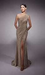 Alyce Black Label Dress 27763 - Sand/Silver