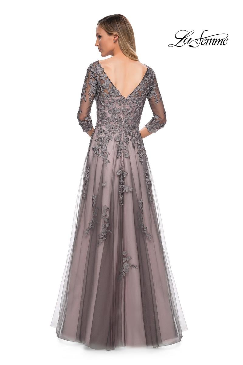 La Femme Evening Dress 29205 - Pink/Gray