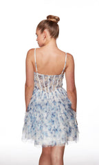 Alyce Paris Homecoming Dress 30013 - Blue/White Rose