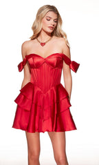 Alyce Paris Homecoming Dress 30037 - Red Solid