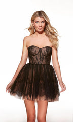 Alyce Paris Homecoming Dress 30041 - Black/Latte