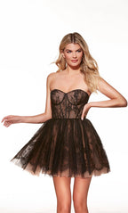 Alyce Paris Homecoming Dress 30041 - Black/Latte