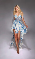 Alyce Paris Homecoming Dress 30055 - Blue/White