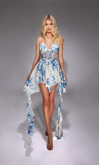 Alyce Paris Homecoming Dress 30055 - Blue/White