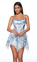 Alyce Paris Homecoming Dress 30056 - Blue/White