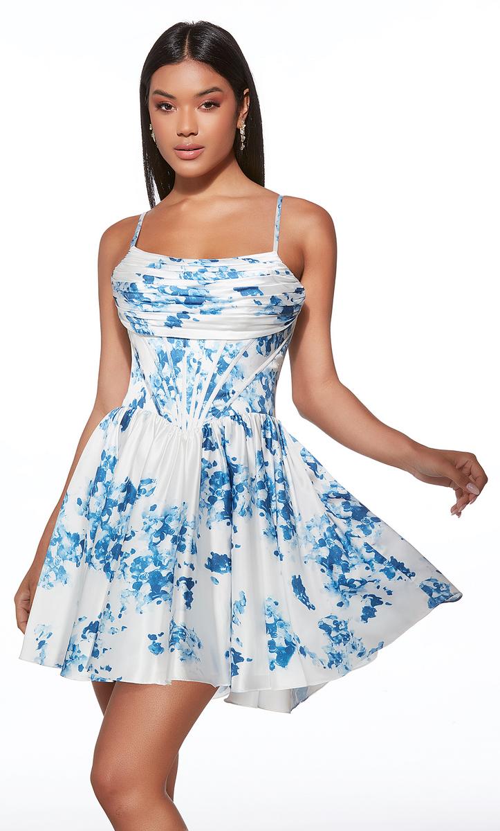 Alyce Paris Homecoming Dress 30059 - Blue/White