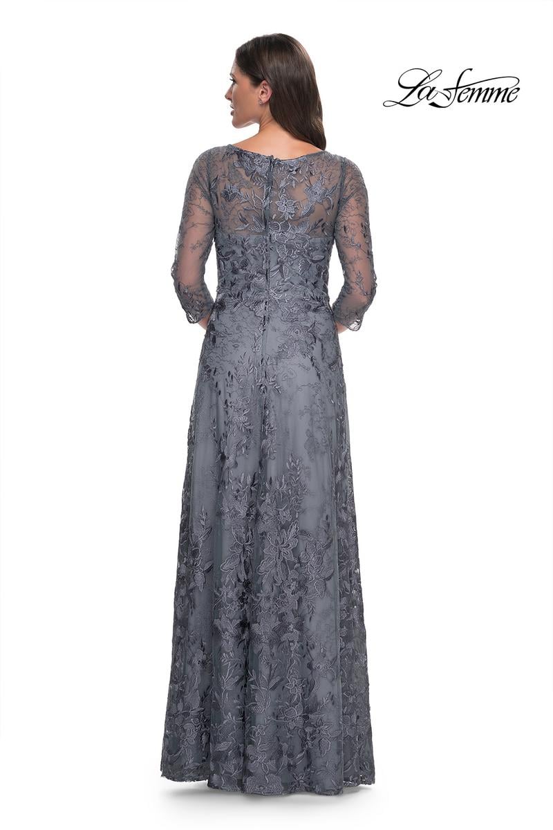 La Femme Evening Dress 30060 - Slate Blue