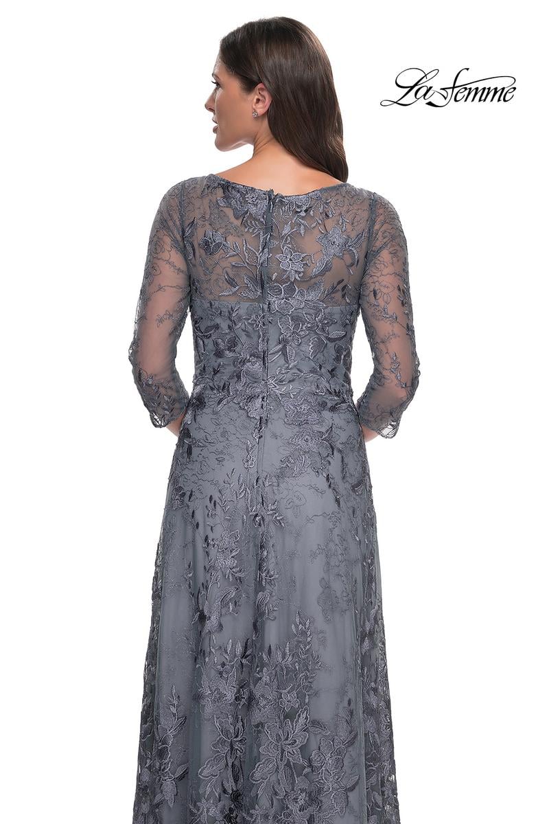 La Femme Evening Dress 30060 - Slate Blue