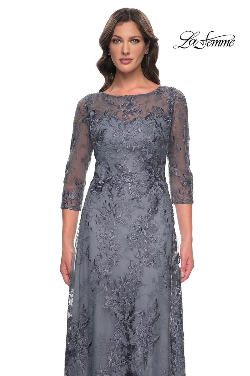 La Femme Evening Dress 30060 - Slate Blue