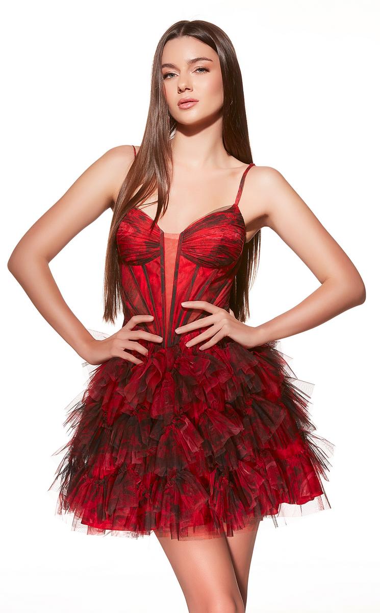 Alyce Paris Homecoming Dress 30078 - Red/Black