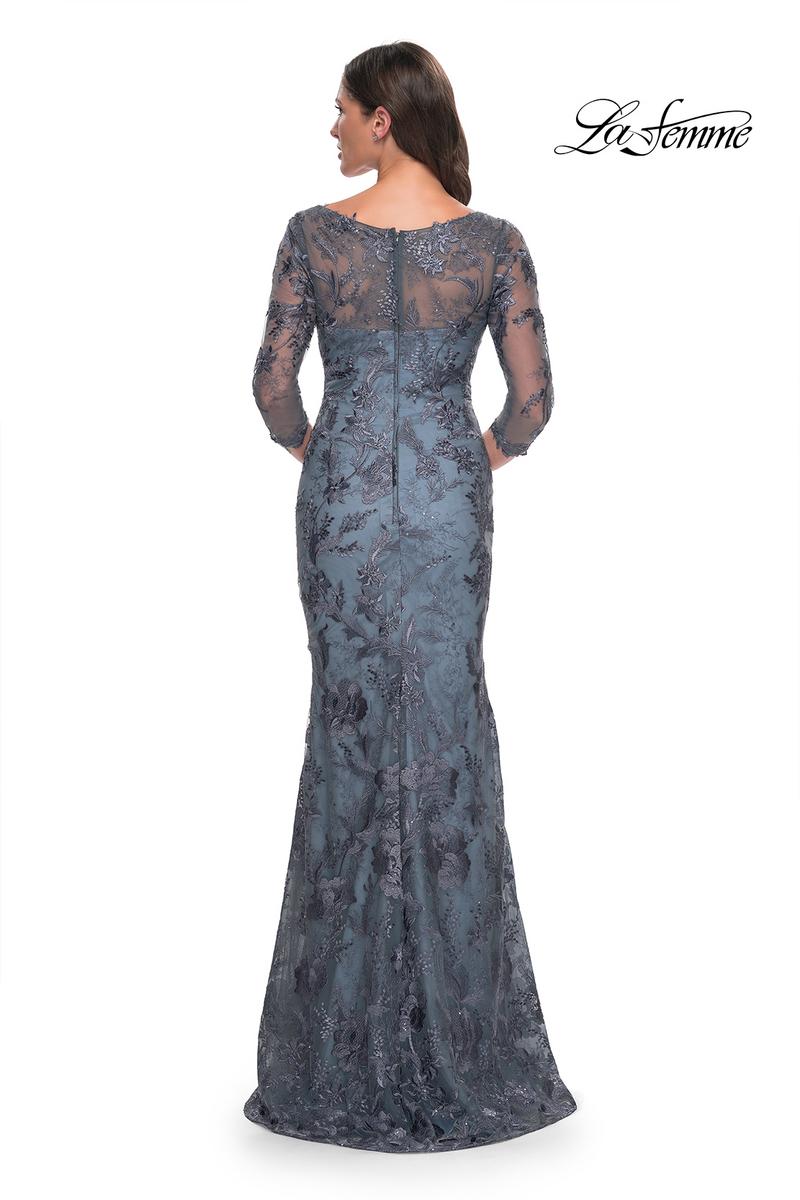La Femme Evening Dress 30130 - Smoky Blue