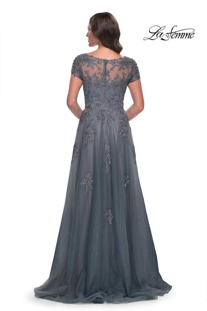 La Femme Evening Dress 30228 - Slate Blue