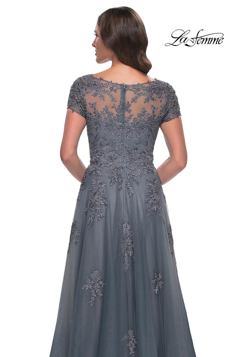 La Femme Evening Dress 30228 - Slate Blue
