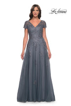 La Femme Evening Dress 30228 - Slate Blue