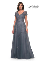 La Femme Evening Dress 30228 - Slate Blue