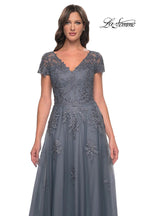 La Femme Evening Dress 30228 - Slate Blue