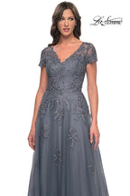La Femme Evening Dress 30228 - Slate Blue