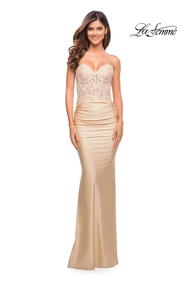 La Femme Dress 30720 - Light Gold