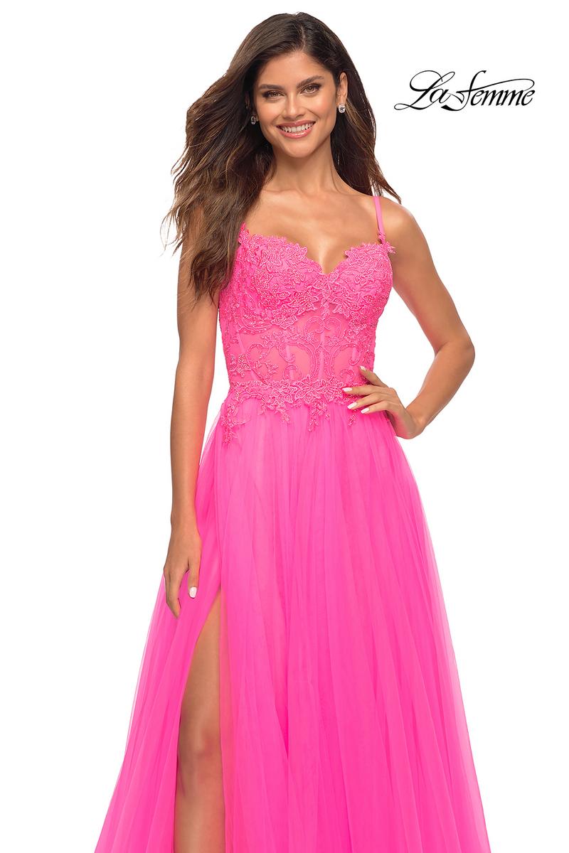 La Femme Dress 30755 - Neon Pink