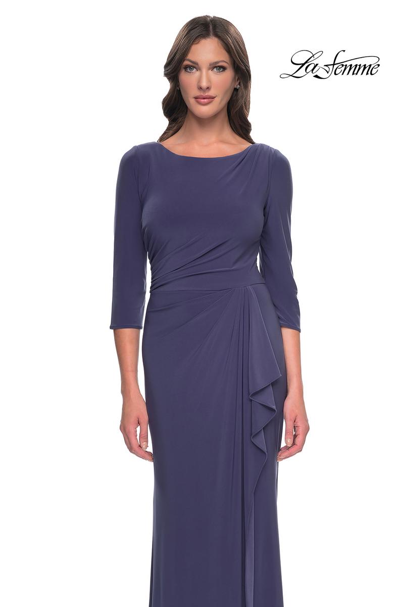 La Femme Evening Dress 30814 - Smoky Blue