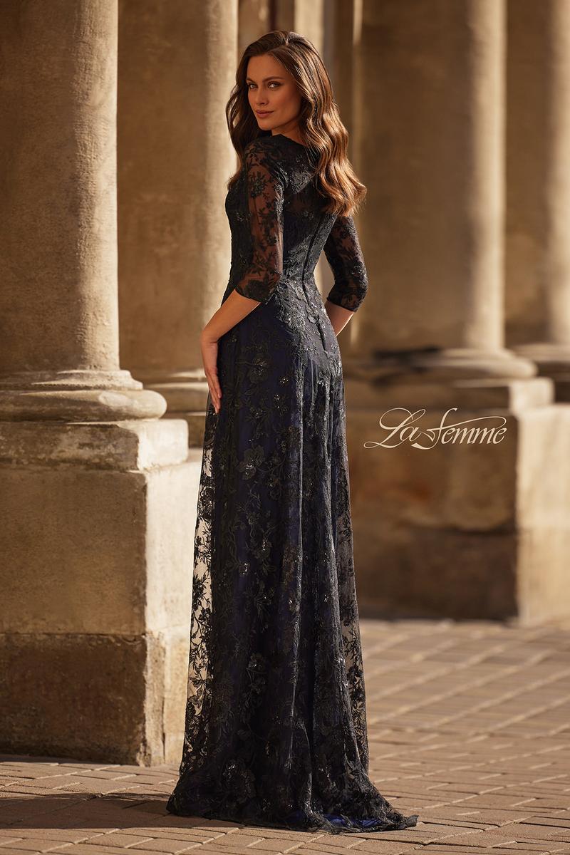 La Femme Evening Dress 30825 - Black/Navy