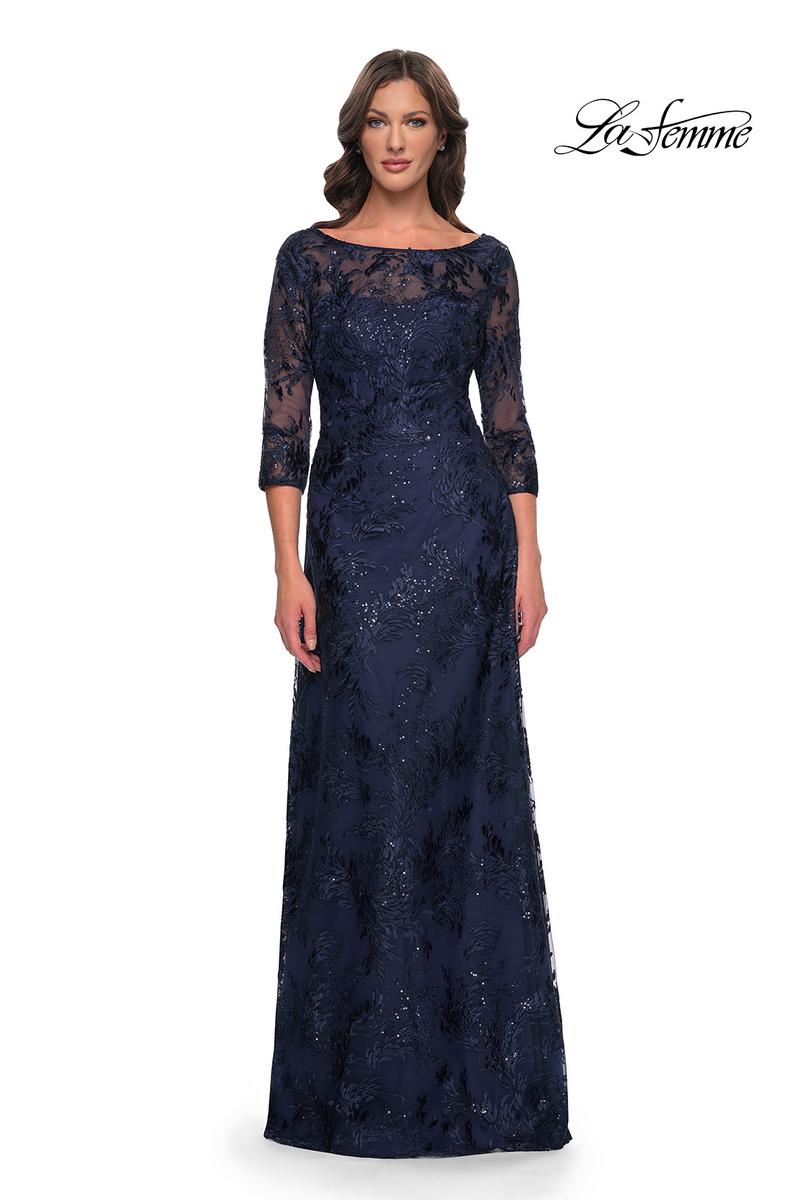 La Femme Evening Dress 30835 - Navy