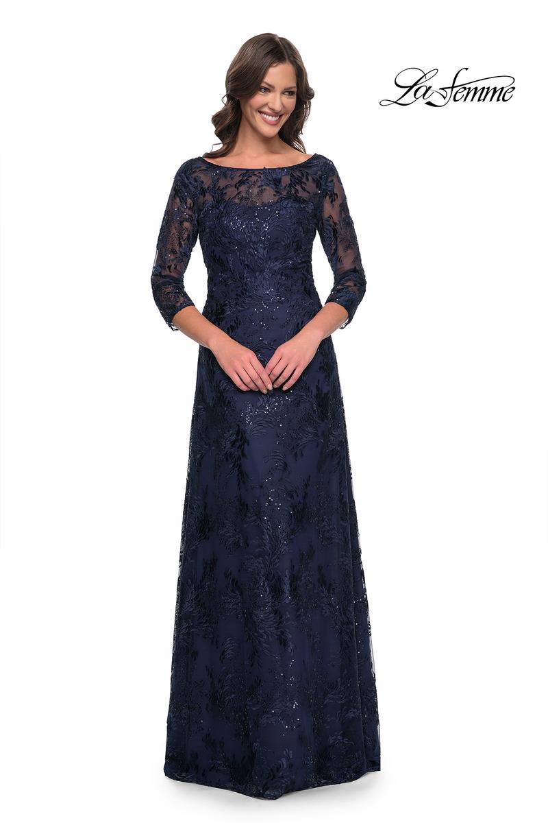 La Femme Evening Dress 30835 - Navy