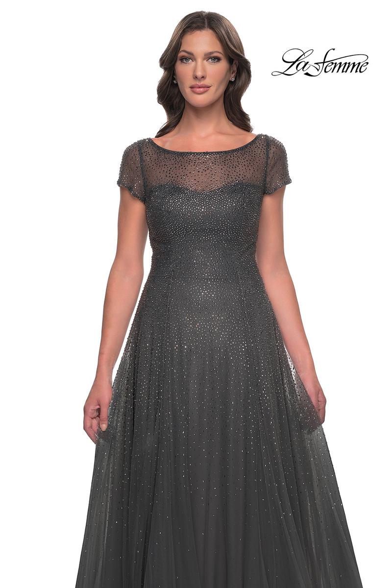 La Femme Evening Dress 30852 - Gunmetal
