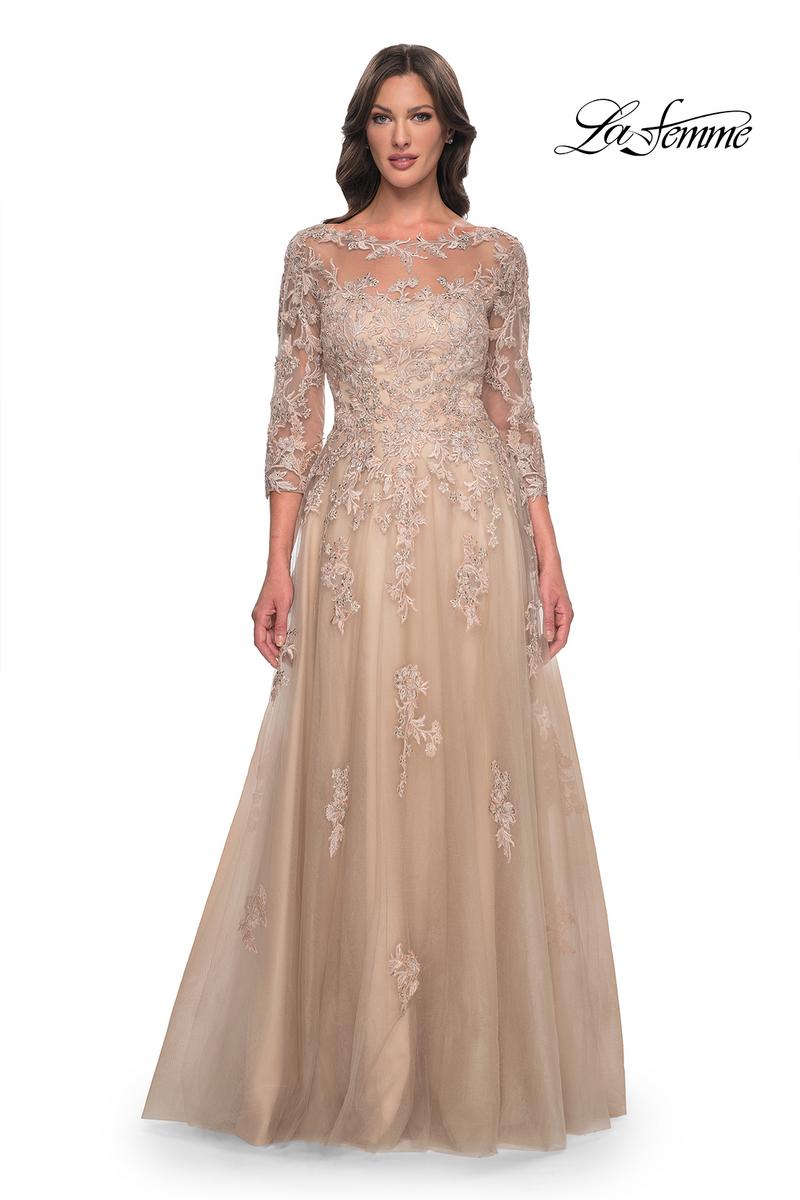 La Femme Evening Dress 30859 - Champagne