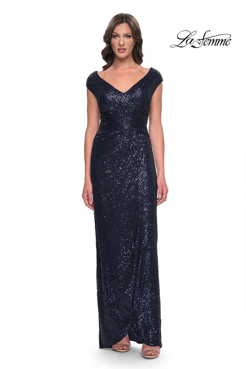 La Femme Evening Dress 30865 - Navy