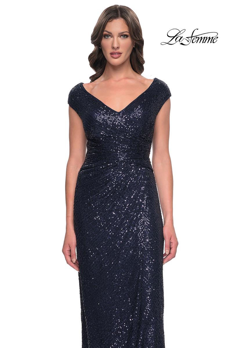 La Femme Evening Dress 30865 - Navy