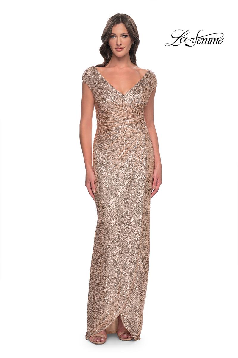 La Femme Evening Dress 30865 - Rose Gold