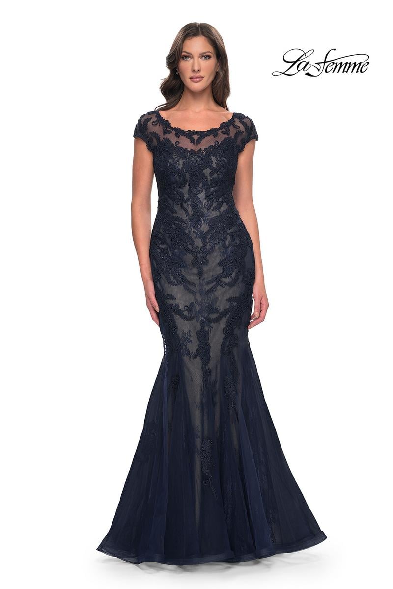 La Femme Evening Dress 30876 - Navy