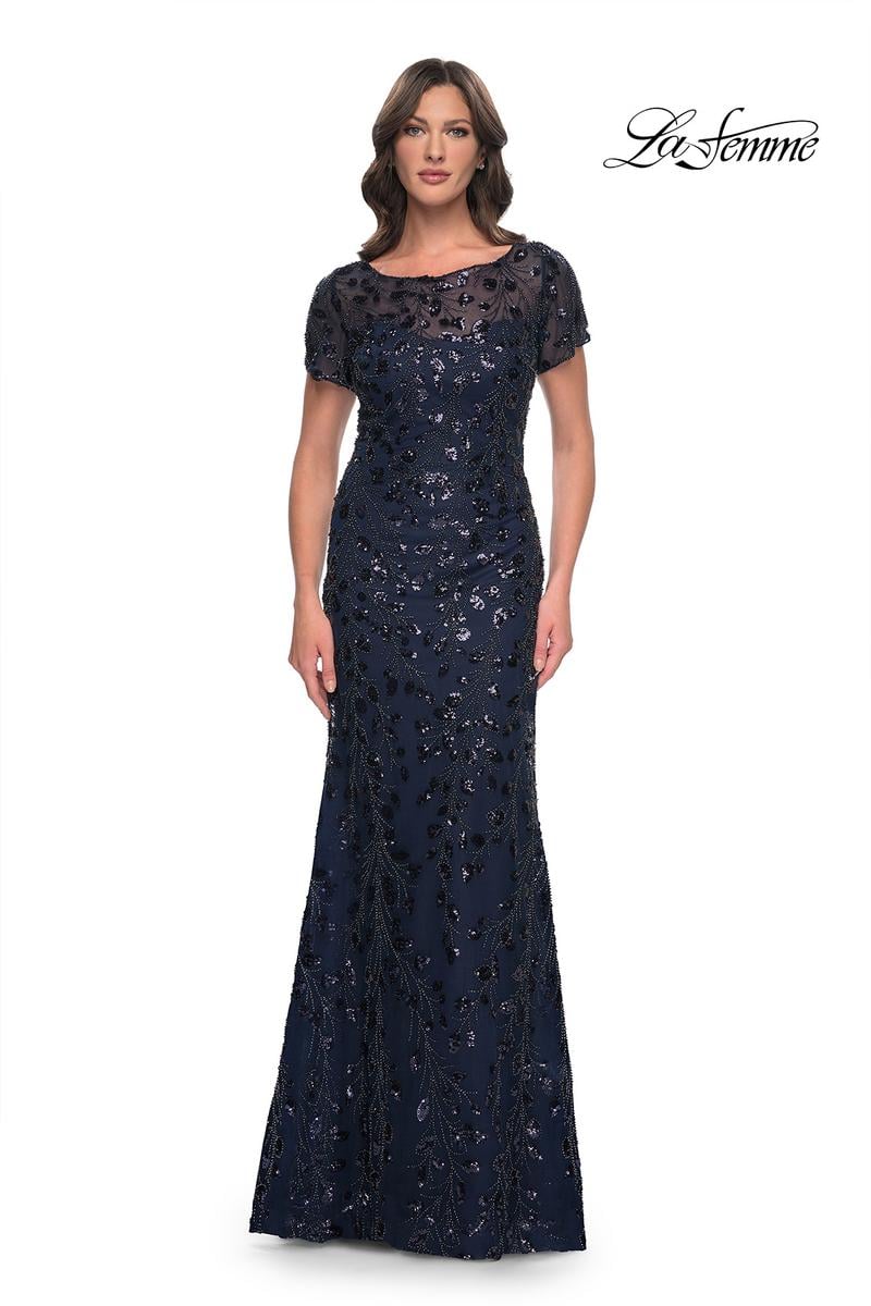 La Femme Evening Dress 30877 - Navy