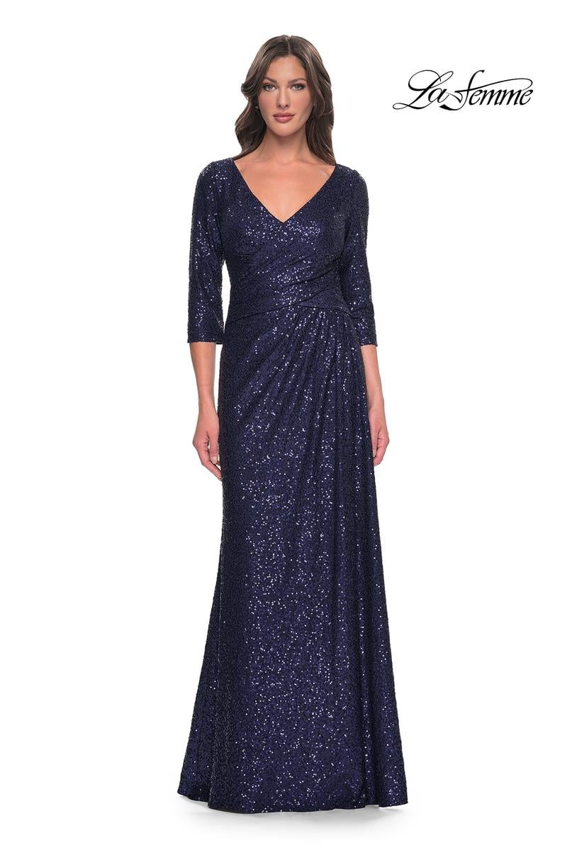 La Femme Evening Dress 30879 - Navy