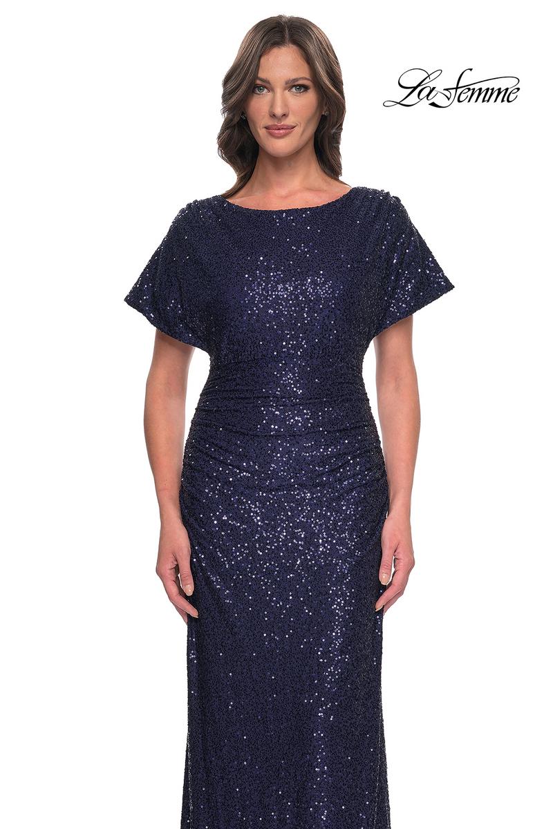 La Femme Evening Dress 30885 - Navy