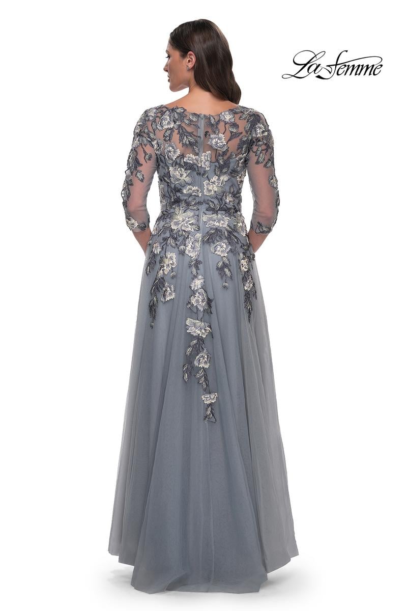 La Femme Evening Dress 30968 - Slate Blue