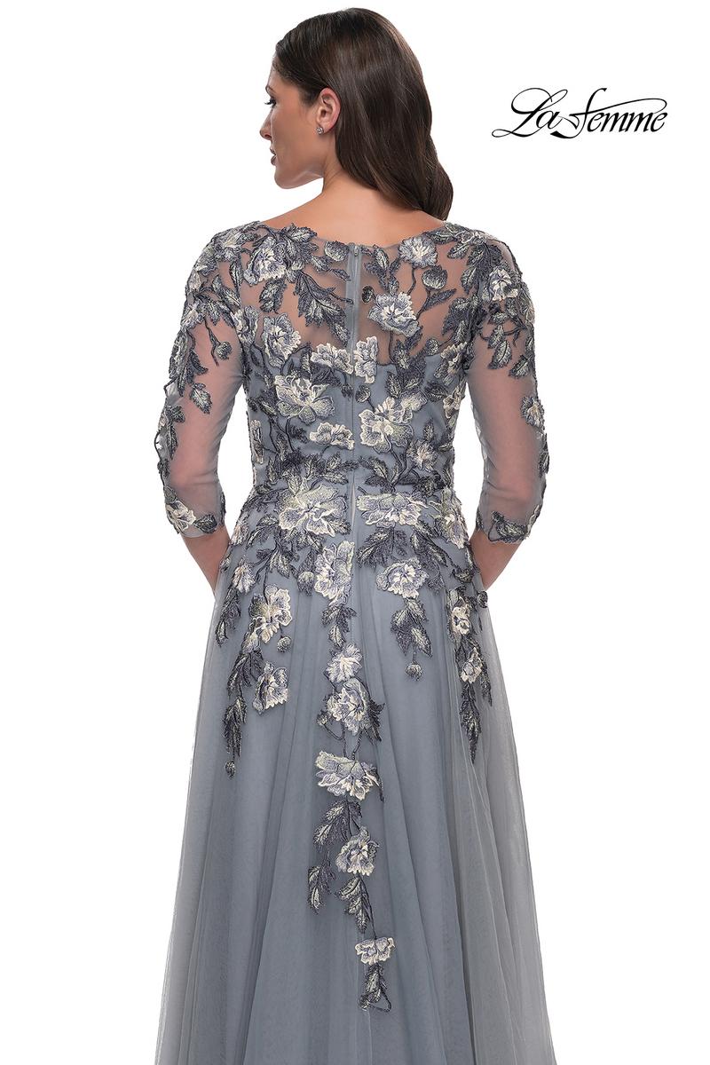 La Femme Evening Dress 30968 - Slate Blue