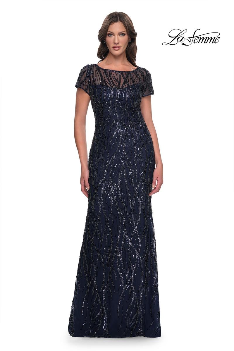 La Femme Evening Dress 31005 - Navy