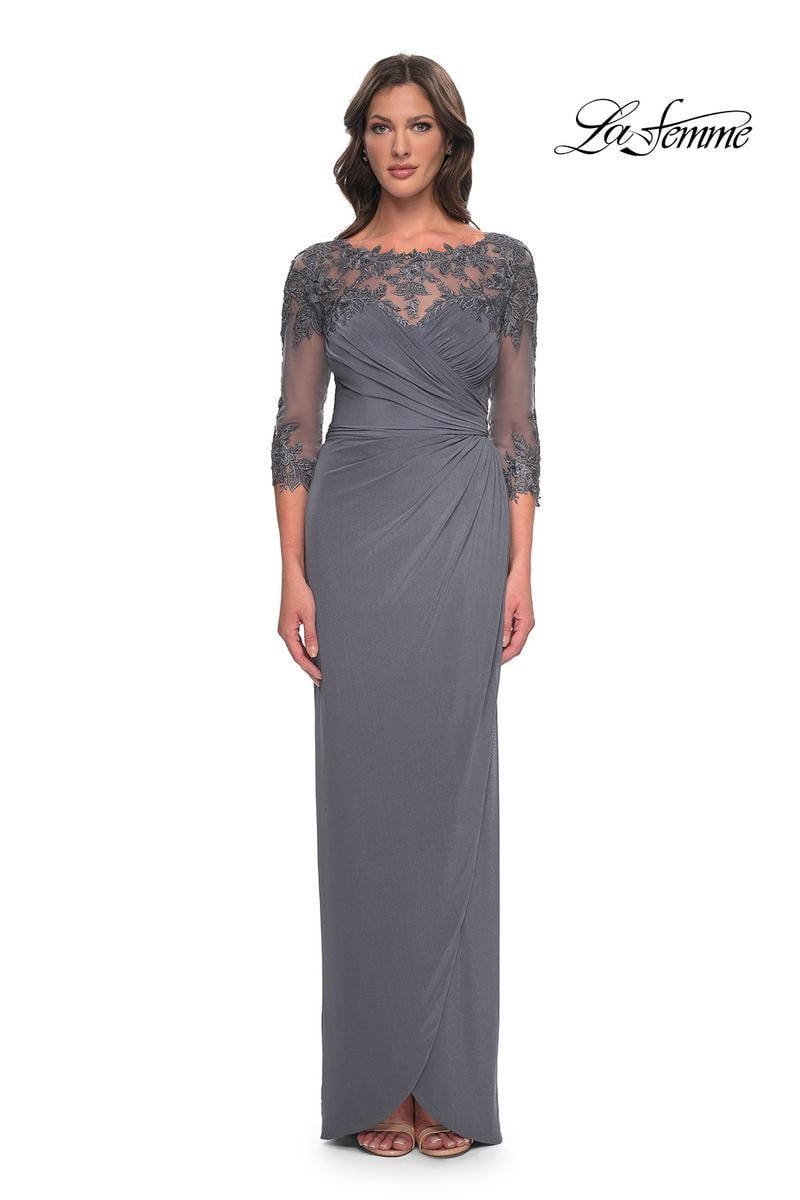 La Femme Evening Dress 31093 - Gunmetal