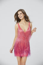 Primavera Couture Short Dress 3113 - Hot Pink