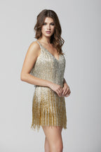 Primavera Couture Short Dress 3113 - Nude Gold