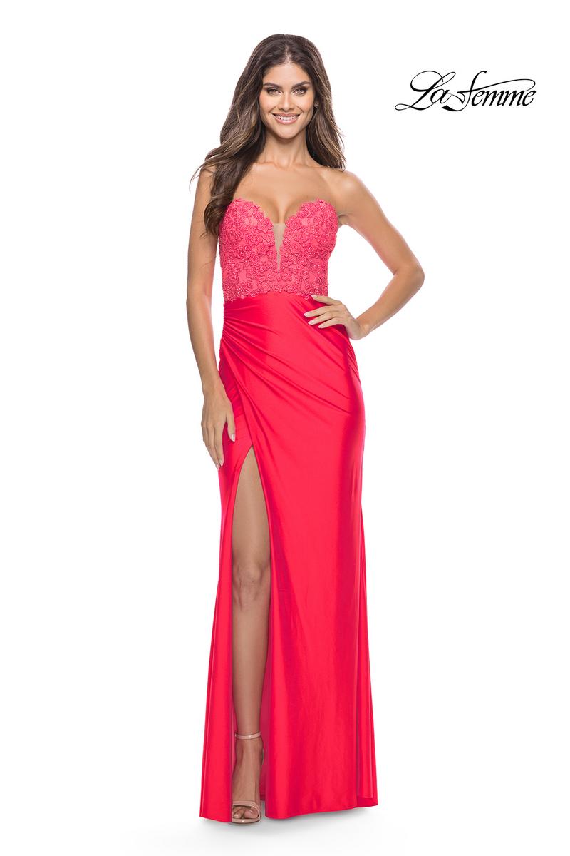 La Femme Dress 31411 - Neon Coral